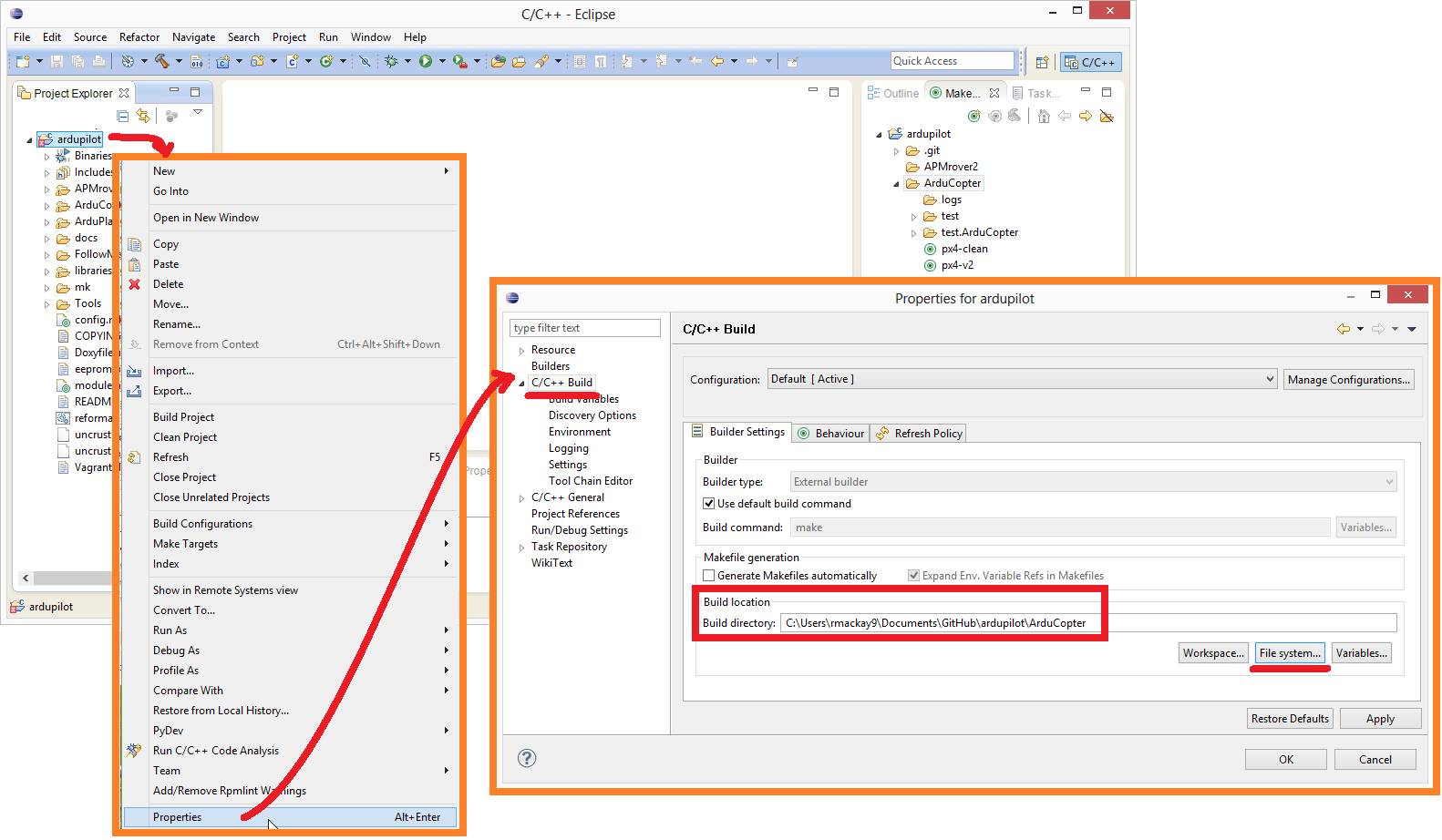 Editing/Building with Eclipse on Windows — Dev documentation