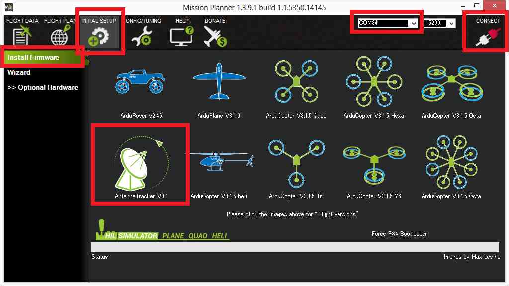 Loading the Firmware AntennaTracker documentation