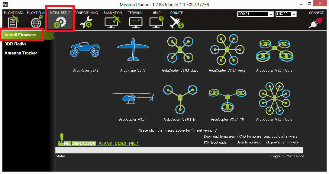 Loading Firmware Copter documentation