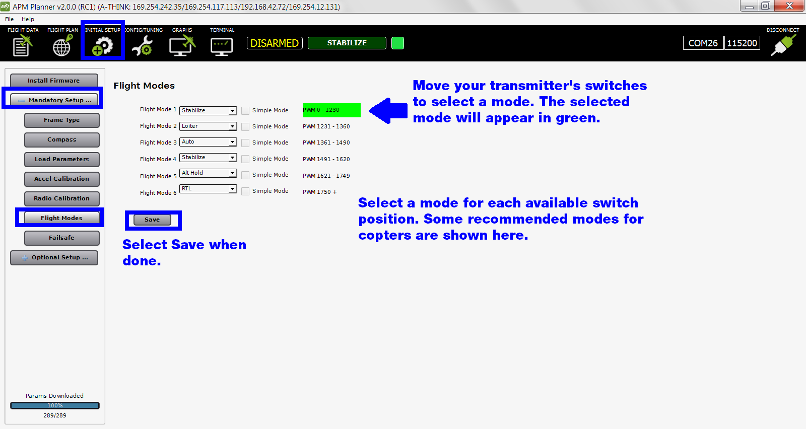 Calibration Flight Modes APM Planner 2 documentation