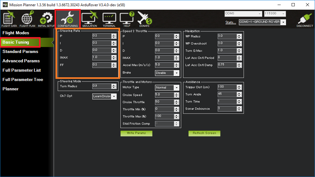 Tuning Turn Rate Rover documentation