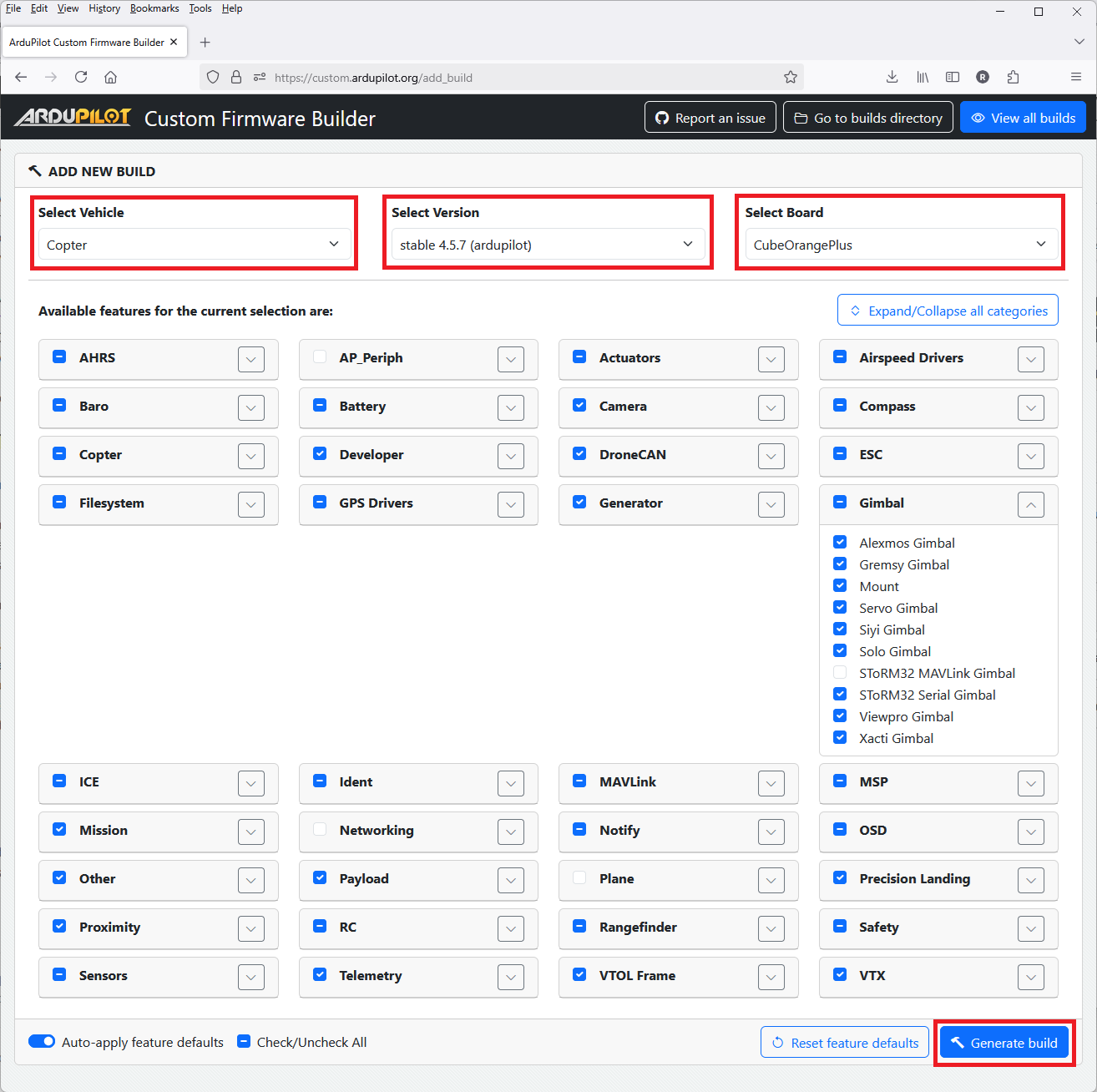 ArduPilot Custom Firmware Builder Sub Documentation ArduPilot Custom Firmware Builder Sub Documentation